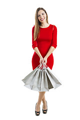 Image showing Woman with shopping bags