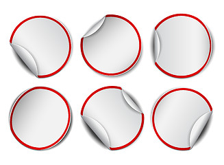 Image showing Set of white round promotional stickers