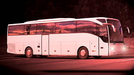 Image showing Late Evening Bus On the Road at Dusktime