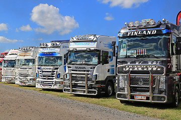 Image showing Row of Show Trucks