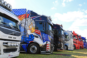 Image showing Row of Volvo Show Trucks