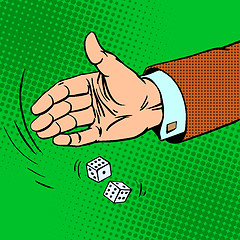 Image showing Case the die is dice throwing hand business concept