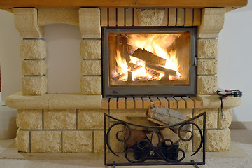 Image showing Burning Fireplace