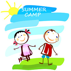 Image showing summer camp poster with happy boy and girl