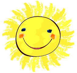 Image showing happy sun on white, childlike painting