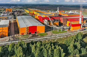 Image showing Aerial view on iron and steel works factory. Russia