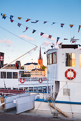 Image showing Traditional ferry steamer in Gamla stan, Stockholm, Sweden.