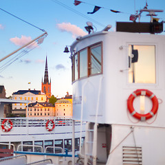 Image showing Traditional ferry steamer in Gamla stan, Stockholm, Sweden.