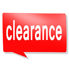 Image showing Clearance word on red speech bubble
