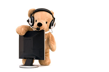 Image showing Laptop and teddy bear