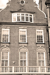 Image showing window in europe london old red brick wall and      historical 