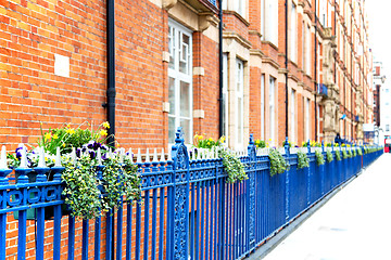 Image showing old window in europe london  red brick wall     and      histori