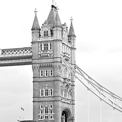 Image showing london tower in england old bridge and the cloudy sky