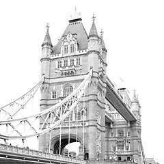 Image showing london tower in england old bridge and the cloudy sky