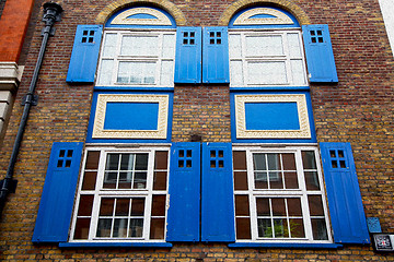 Image showing old window in europe london  red brick wall     and      histori
