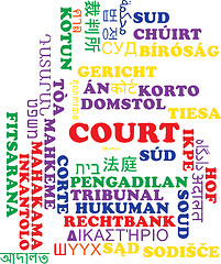 Image showing Court multilanguage wordcloud background concept