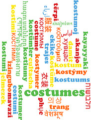 Image showing Costumes multilanguage wordcloud background concept