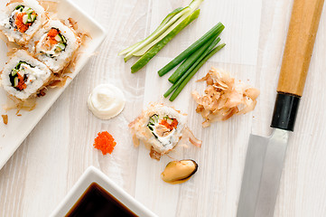 Image showing sushi rolls with ingredients