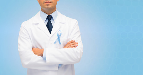 Image showing doctor with prostate cancer awareness ribbon