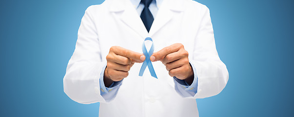 Image showing doctor with prostate cancer awareness ribbon