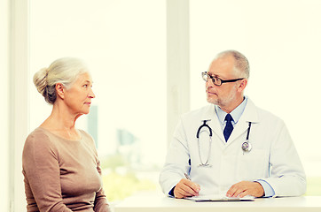 Image showing senior woman and doctor meeting