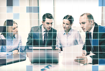 Image showing business team with laptop having discussion