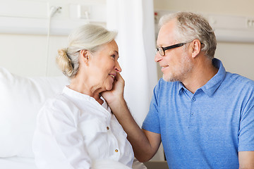 Image showing senior couple meeting at hospital ward