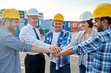 Image showing builders and architects with hands on top