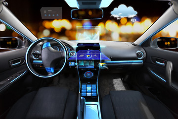 Image showing car salon with navigation system and meteo sensors