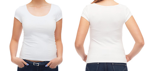 Image showing close up of young woman in blank white t-shirt