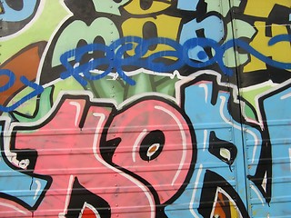 Image showing graffiti on a shop