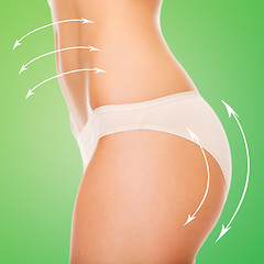 Image showing woman in cotton underwear showing slimming concept