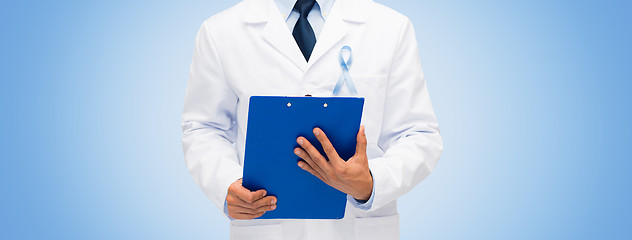 Image showing doctor with prostate cancer awareness ribbon