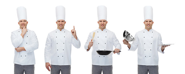 Image showing happy male chef with kitchen utensils