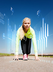 Image showing concentrated woman doing running outdoors