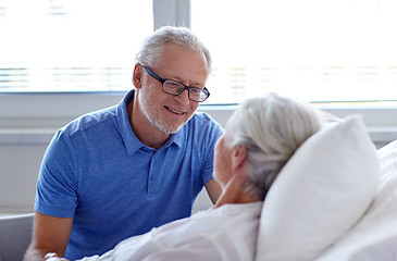 Image showing senior couple meeting at hospital ward