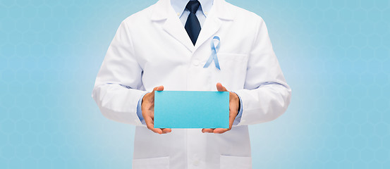 Image showing doctor with prostate cancer awareness ribbon