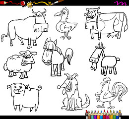 Image showing farm animals coloring bookd set