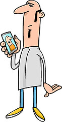 Image showing guy with mobile cartoon