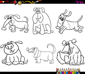 Image showing dogs set cartoon coloring page