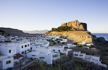 Image showing Lindos at Sunset