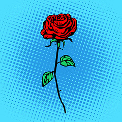 Image showing Flower red rose stem with thorns