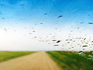 Image showing Raindrops on a car window