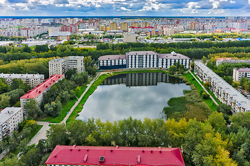 Image showing Residential district and Pond Duck. Tyumen.Russia