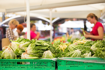 Image showing Farmers\' food market stall with variety of organic vegetable.