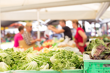 Image showing Farmers\' food market stall with variety of organic vegetable.