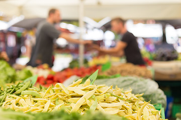 Image showing Farmers\' food market stall with variety of organic vegetable.