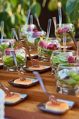 Image showing Meat and fish appetizers in a restaurant