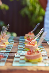 Image showing Meat and fish appetizers in a restaurant