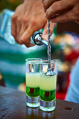 Image showing Layered cocktail Mexican green